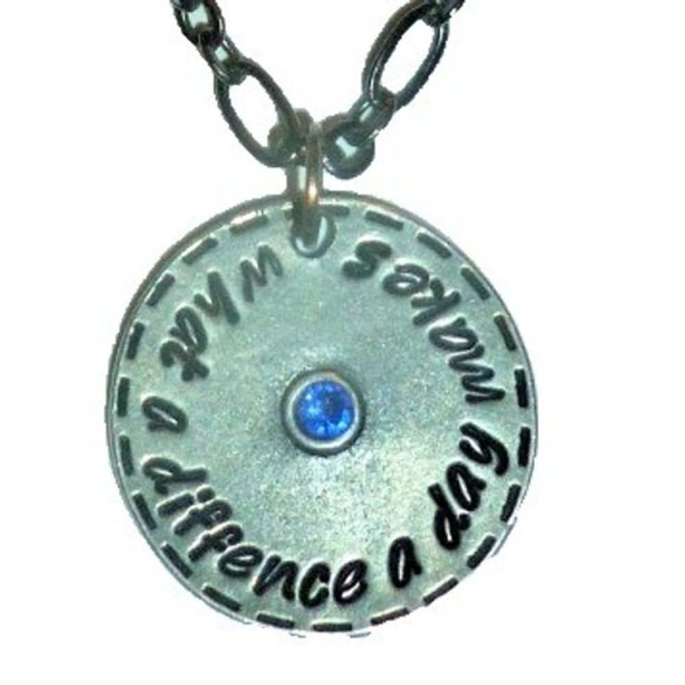 Inspirational What a Difference a Day Makes Blue Rhinestone Pendant Necklace